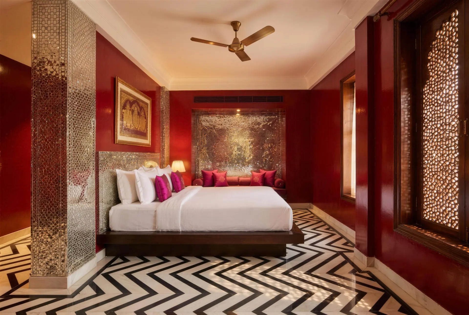 Crimson heritage suite with chevron marble floor